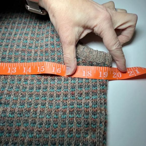 Vintage Panache Knit Sweater Vest Medium Brown Teal Tweed V Neck Academia USA - Picture 11 of 12